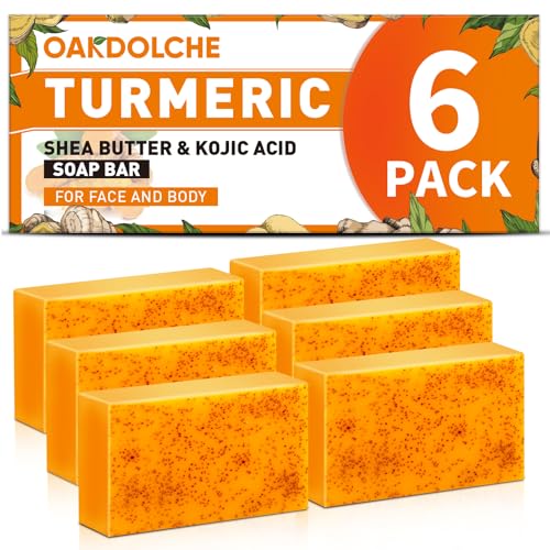 6Pcs 60g Turmeric Kojic Acid Soap Bars for Face, Body &amp; Underarms