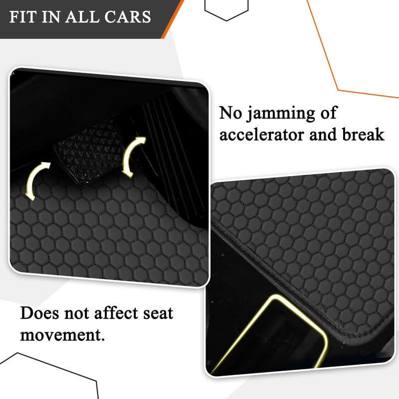 Image of 7D Car Foot Mat Compatible with Jeep Compass 2017-2026 | Universal Fit, Luxury Leather Car Floor Mat with Detachable Curly Mat | Waterproof, Anti-Slip | Color: Black