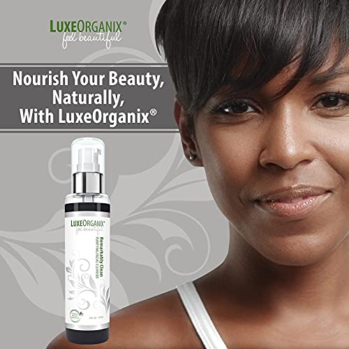 Luxeorganix Purifying Organic Face Wash For Women - Anti Aging Deep Pore Cleanser For Oily Skin With Facewash Silicone Scrubby - A Natural Acne Facial Cleanser With Vitamin C Aloe & Charcoal. (5Oz) #TOP5