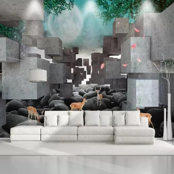 Papier peint 3D grand format 400x280cm cerf sika pour salon - 3