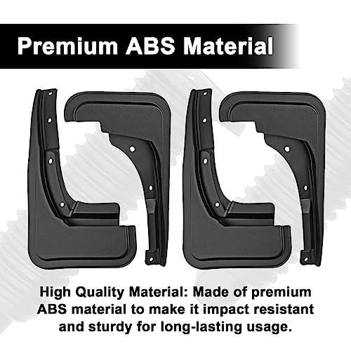 Image of 4pcs Black Front and Rear Splash Guards, no Drilling Required, Exterior Splash Guards. Compatible with 2022-2023 Ford Maverick mud Flaps.