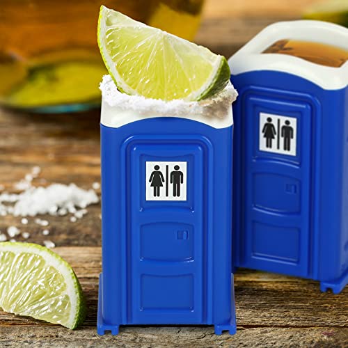 Porta Potty Shot Glasses, Funny Shot Glasses, Bathroom Humor White Elephant Gifts For Adults, 2 Ounce Shots, Set Of 2 #TOP1