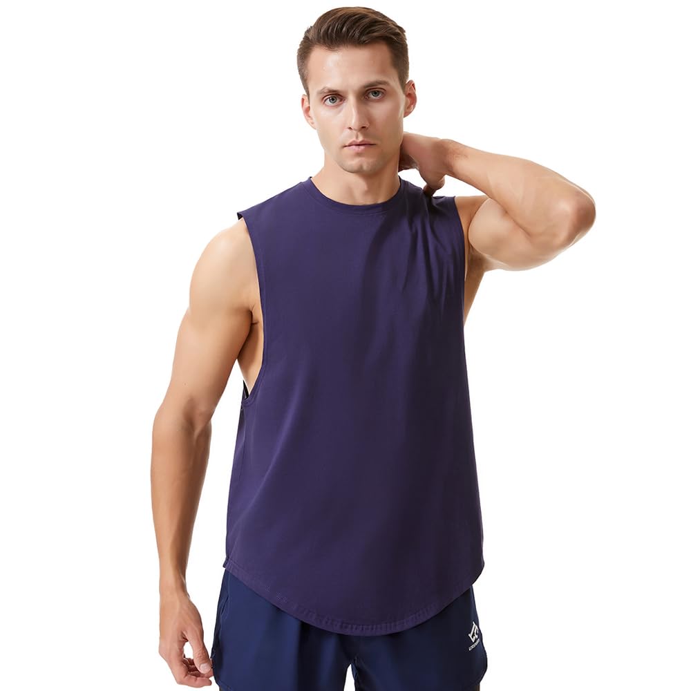 Camiseta sin Mangas de algodón para Hombre, para Entrenamiento, Atletismo, Gimnasio, musculación, musculación, Cortes
