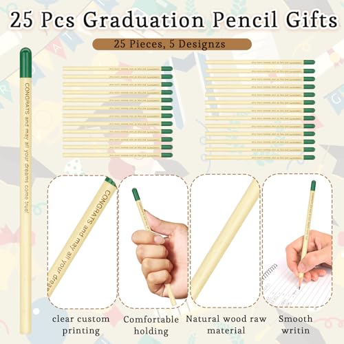 Set de 25 lápices para graduación 2026 con tarjeta y flores miniatura 3