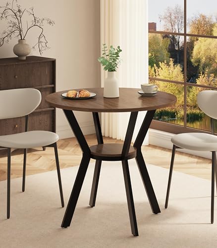 31.5" Round Dining Table for 2-4, Farmhouse Small Kitchen Table