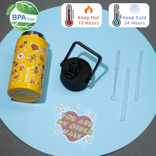 Image of BJPKPK Insulated Water Bottle, 15oz Stainless Steel with Straw Lid