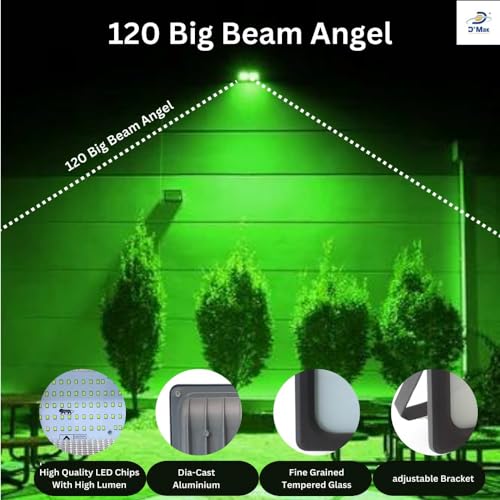 Image of D'Mak 100 Watt LED Flood Light Grey Body Down Chock Waterproof IP65 for Outdoor Purposes (5, Green)