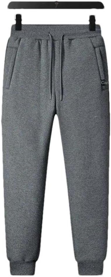 Cotton Plus Size Winter Men's Straight Leg Pants with Plaid Fleece Warm and Thickened with Drawstring Elastic Waist Pants