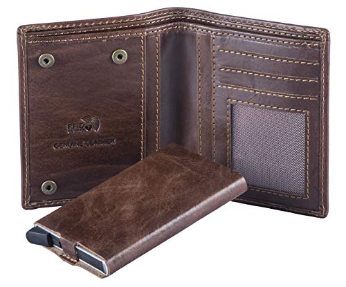HIDE & SKIN Manchester Genuine Leather Wallet with Detachable Card Case for Men, VINTAGE TAN, 19.5 X 11 Cm, Minimalist