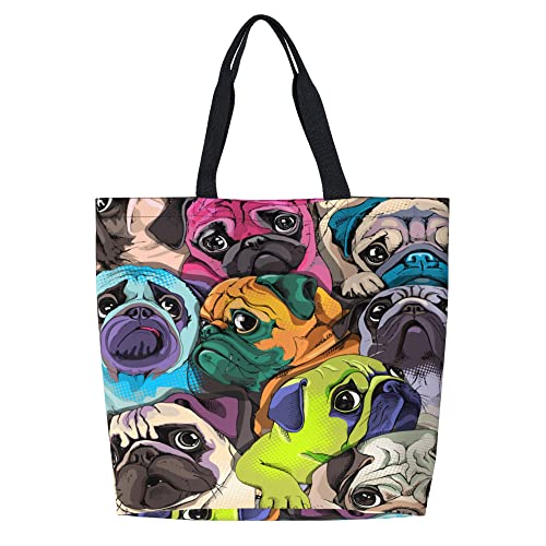 Famame Bolsa de lona grande para mujer, casual, bolsa de hombro reutilizable, bolsa de compras, Multicolor23, One Size