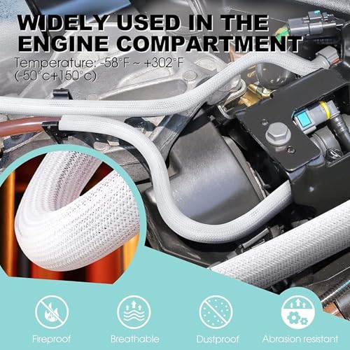 Image of AGPTEK Cable Sleeve, 2Pack 5ft - 1.6 inch Cable Management Desk Cord Cover Organizer Wire Hider for Home Office Computer TV Wire Loom Tubing Pet Proof Cord Protector from Cat Dog Chewing, White