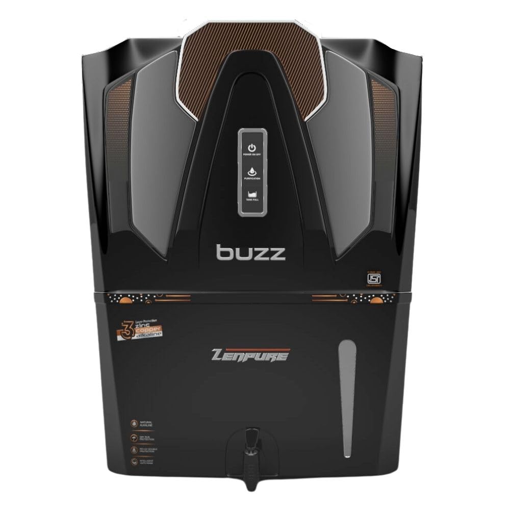 Zenpure Buzz 15 LPH Copper Alakline Aqua RO Water Purifier | ISI Marked | 7 Stage Purification Filtration, UV, UF, TDS Control and 10 Liter Large Storage Tank, With Pre Filter-image-33