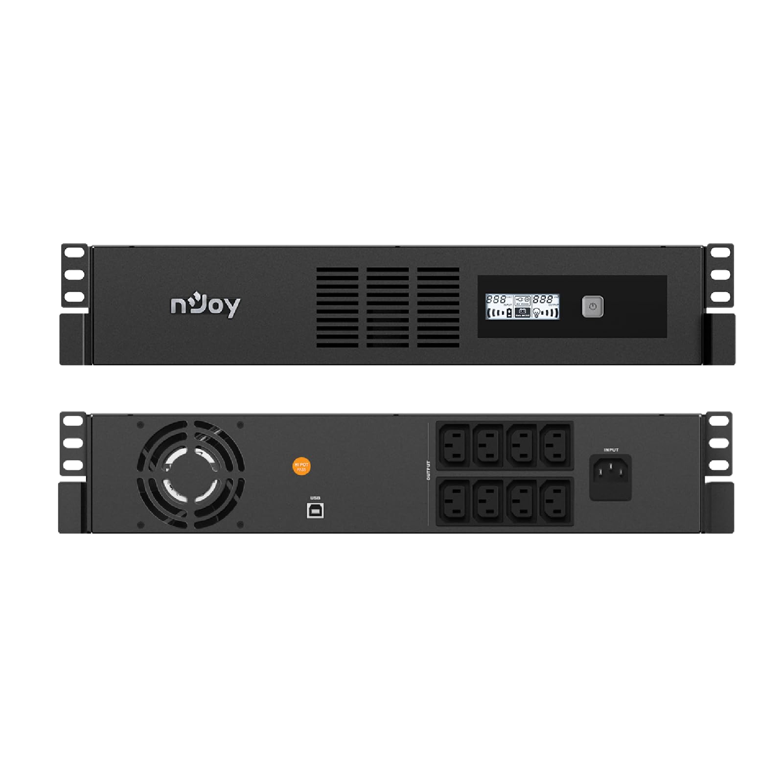 NJOY Code 2000 Gruppo di Continuità 2000VA 1200W | Rack 2U | Line Interactive AVR | Display LCD | 8 Uscite IEC C13 | USB + Software | Batteria 12V 18Ah | UPS Server Rack Datacenter