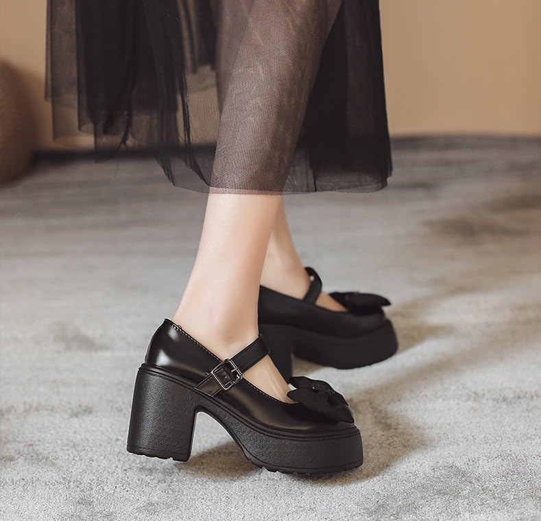 Ulalaza Women's Platform Mary Janes Heart Cat Buckle Rivets Ankle Lolita Gothic Princess Platform Pumps Patent Leather Thorn Vintage Traditional Embroidery Upper Dress Shoes3