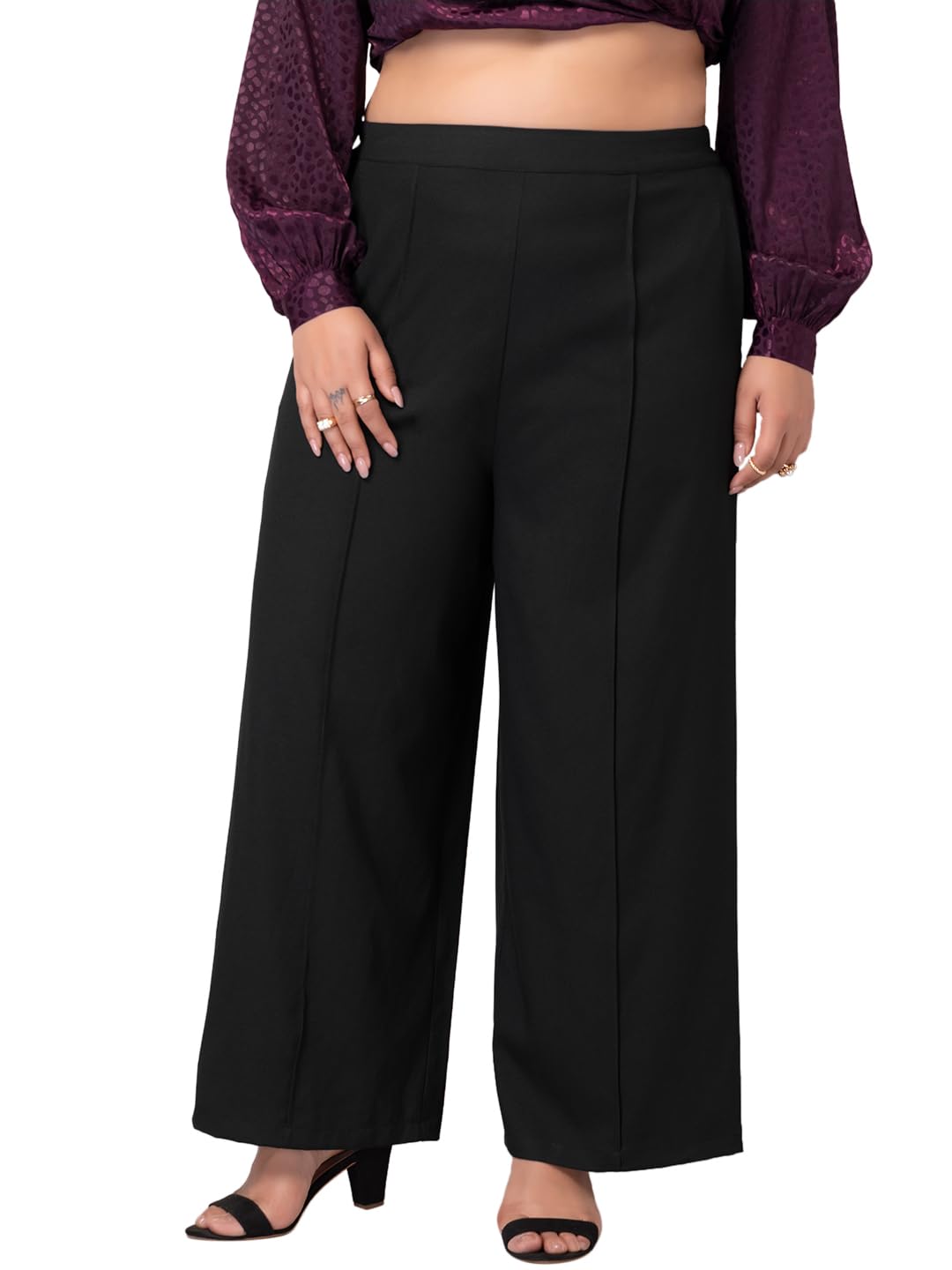 FabAlley Women Curve Black Straight Trousers