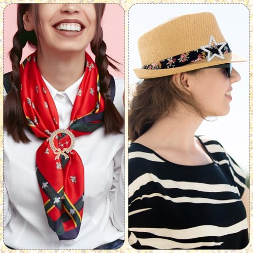 Image of 6 PCS Scarf Ring Clip Shirt Clips Tshirt Clip Shirt Ties Clips for Women Clothing, Fashion Metal Scarf Rings Slides for Scarves, Luxury Rhinestone T-shirt Ties