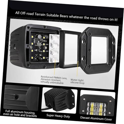 TOGEVAL 2 piezas Luz de Trabajo LED para Suv y Vehículos Todoterreno Iluminación Potente para Conducción y Exteriores Paquete