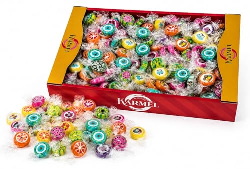 Fruchtbonbons 1kg einzeln verpackt handgemachte Bonbons mit Fruchtmotiven bunte Hard Candy Mischung für Candy Bar Geburtstag Hochzeit & Büro