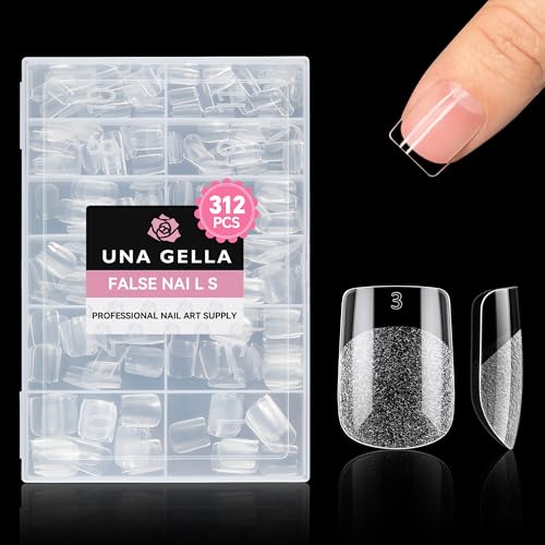 UNA GELLA Extra Short Square Nail Tips, 312pcs XS Square Gel Nail...