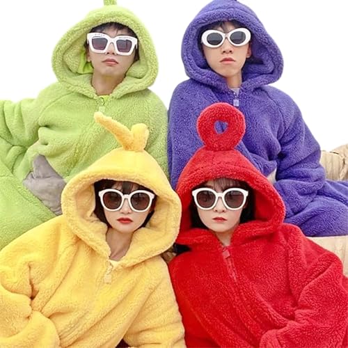 CXAFQ einteiliger Pyjama cartoon-Loungewear Winter-Loungewear weiches und kuschelig warmes Fleece Geschenk für Erwachsene Freizeit Schlaf Zuhause 169-173cm (rot)