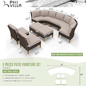 Phivilla9pieceoutdoorwickerpatioconversationsethalfmoonsectionalfurniturepatiosofafor9seatswithcushioned4xfansofa3xarmlesschairand2xottomanbeige Urban Country Home Decor Phi villa 9 piece outdoor wicker patio conversation set half moon sectional furniture patio sofa for 9 seats with cushioned 4 x fan sofa 3 x armless chair and 2 x ottoman beige urban country home decor
