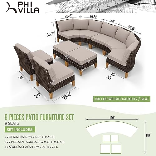 Phivilla9pieceoutdoorwickerpatioconversationsethalfmoonsectionalfurniturepatiosofafor9seatswithcushioned4xfansofa3xarmlesschairand2xottomanbeige Urban Country Home Decor Phi villa 9 piece outdoor wicker patio conversation set half moon sectional furniture patio sofa for 9 seats with cushioned 4 x fan sofa 3 x armless chair and 2 x ottoman beige urban country home decor