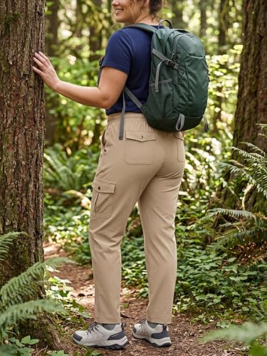 KWZ Womens Cargo Pants Lightweight Hiking Pants 27" Inseam Khaki L — view 6