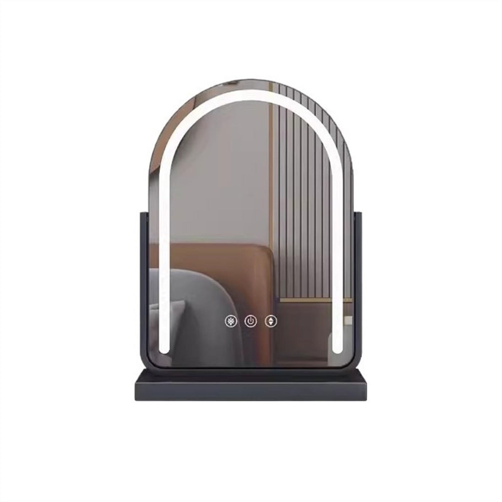 LJHFG63KUYT Vanity Mirror Desktop Led Light Vanity Mirror Dressing Table With Lights Rotating European Style Senior Luxury Bedroom Fill Household Personal(Black)