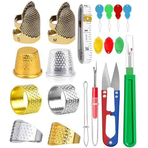 CousDUoBe Sewing Thimble Kit,thimbles for Hand Sewing?Needle threaders?Seam Rippers for Sewing?Measuring Tape and Thread Snips, Hand Embroidery Craft?Complete Sewing Kit?