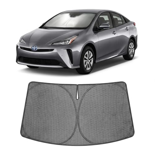 Image of Proadsy Windshield Sun Shade Custom Fit Toyota Prius XW60 2023-2026 Ice Crystal Black Front Window Sunshade UV and Heat Blocker Foldable Visor Keeps Car Cooler for Summer Parking and Daily Use