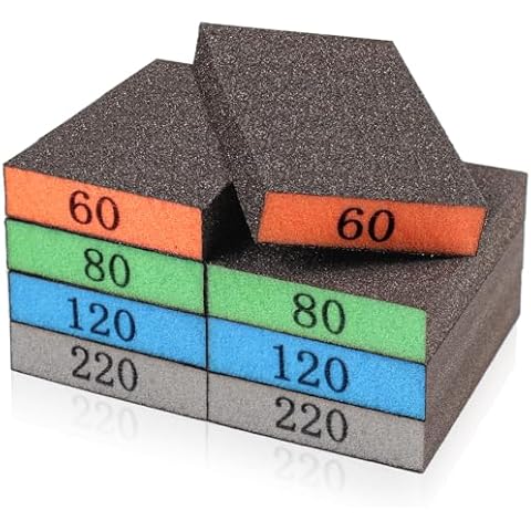 YNZDRWA 8 Pack Sanding Sponge, Washable and Reusable Sanding Blocks for Drywall Wood Metal Furniture, 60/80/120/220 Grit Sandpaper Block Assortment Cover