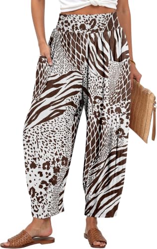 Image of TARSE Women's Linen Wide Leg Pants Baggy High Waist Palazzo Pants