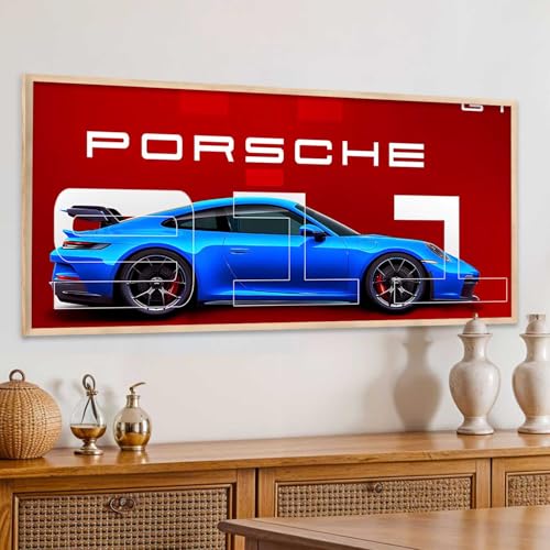 Image of kotart Big Porsche Car Framed Posters Gift Items for Boys Room Wall Decoration Bedroom Living Room Office Studio Decor | Car Poster Frame for Wall Decor Set Of 1 Size (13 x 25 inch)