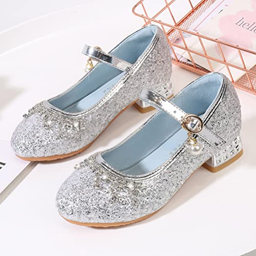 Girl's Adorable Sparkle Low Heel Mary Jane Princess Party Dress Shoes2