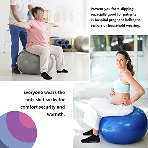 Image of SkiBeaut Pilates Women Socks, 4 Pairs Non Slip Grips Yoga Ballet Dance Hospital Grippers Sticky Socks for Lady, US Size 5-8