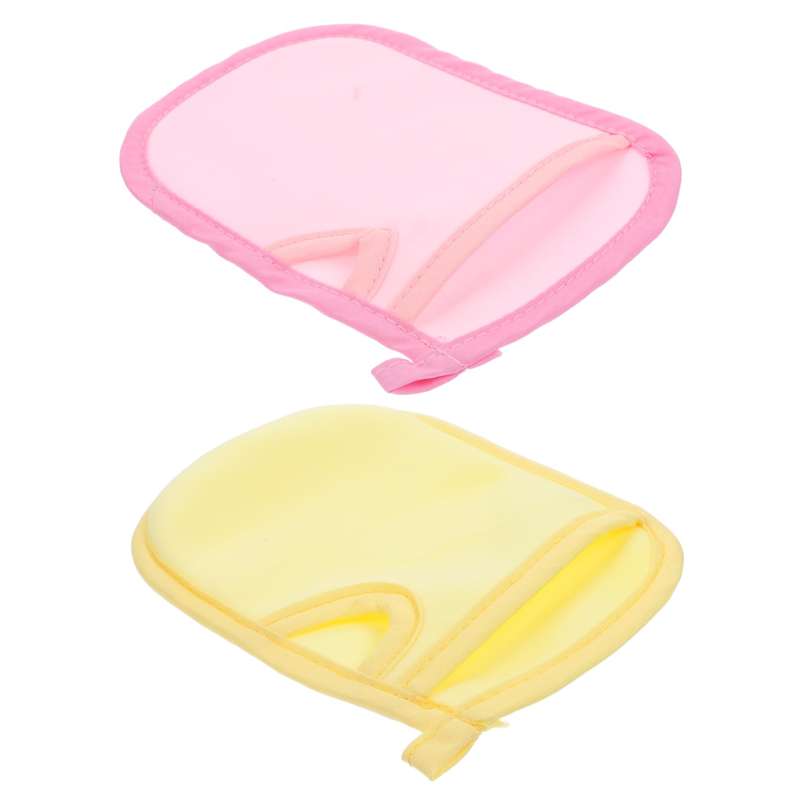 Holibanna 2Pcs Creative Cartoon Mitts Washcloths Soft PVA Scrubbers for Comfortable Deep Cleaning Adorable Pink and Yellow Towels Bath Tools