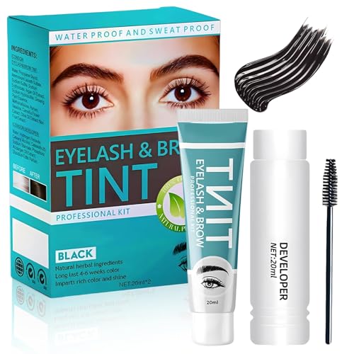 Kit de Coloración para cejas,Tinte De Duración para cejas,Tinte hidratante suave aporta Definición e Color,Fácil Aplicación en Casa(Negro)