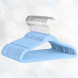 Cabide Infantil de Veludo Azul, Kit com 20 Unidades, Ultrafino Antideslizante para roupas delicadas
