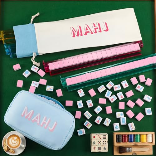 Set de Mahjong Americano con 166 fichas y accesorios miniatura 6
