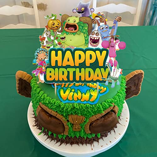 37 Pieces Of Singing Monsters Cake Topper, Singing Monsters Themed Party Supplies Cupcakes Kids Birthday Decorations,Cute Cartoon Monsters Cake Decorations For Music Game Party Supplies Decor #TOP3