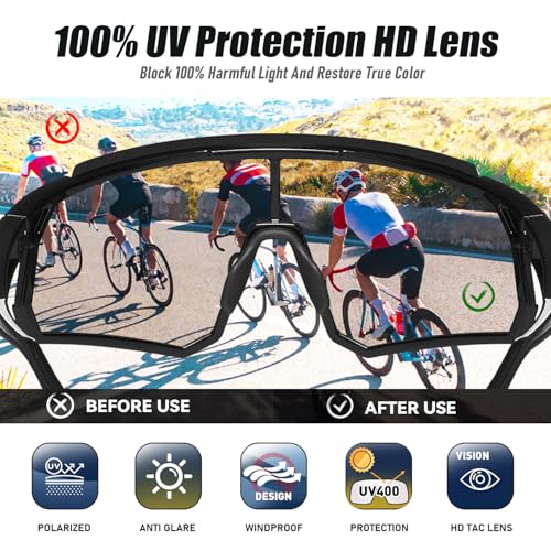 Image of DUCO Cycling Glasses for Men Women: Polarized Sports Sunglasses UV400 Protection for Baseball Running Fishing DC0048