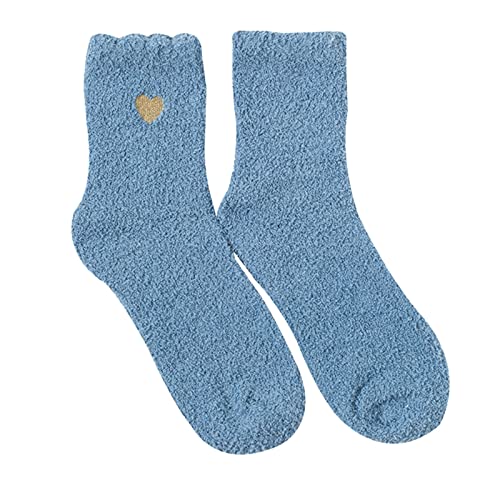 Generisch Par de calcetines para mujer, lindos estampados de algodón, calcetines de mujer, cómodos, suaves, cálidos, calcetines de invierno, azul oscuro, Talla única