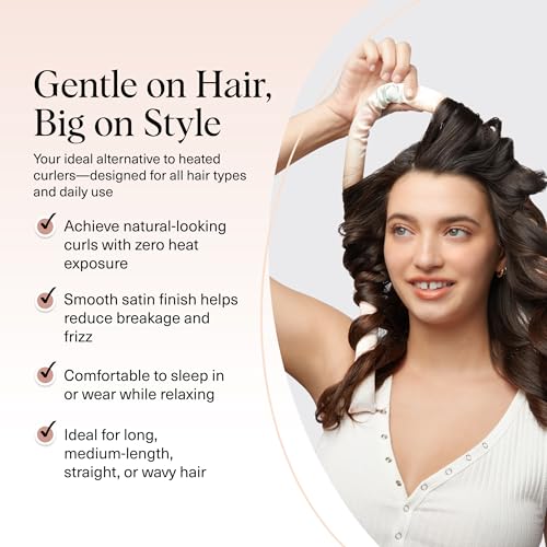 Kitsch Satin Heatless Curling Set – Heatless Curls Overnight with 34" Hair Curler & 2 Satin Scrunchies – Comfortable Hair Curlers to Sleep In for Frizz-Free, No Heat Damage Styling - Sunset Tie Dye - View 2