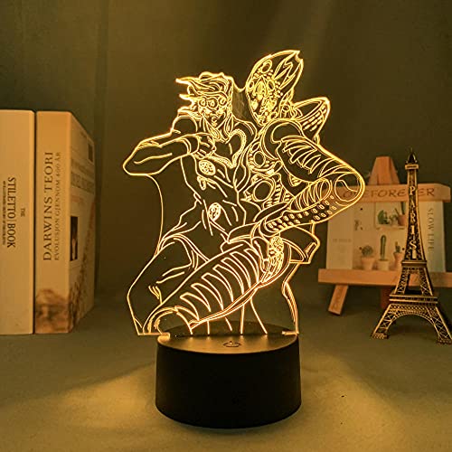 3D Night Light Anime Bizarre Adventure pour chambre à coucher Décoration Cadeau d'anniversaire pour lui Jojo LED Illusion Light Manga-7 couleurs pas à distance Cover