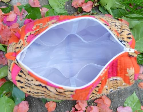 INDACORIFY 100% Cotton Block Print Cosmetic Toiletry Bags Boho Beauty Toiletry Kits Travel Case Pouch for Women's Printed Cotton Tote Bag (Pattern- 2)4