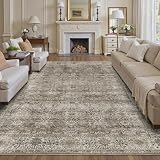 10x14 Washable Area Rug Grey Brown Vintage Rug for Living Room Bedroom