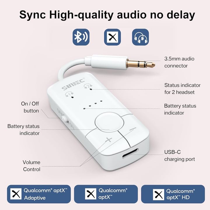 Bluetooth 5.3 Transmitter for Airplane Connect 2 Headphones or Airpods - image 5