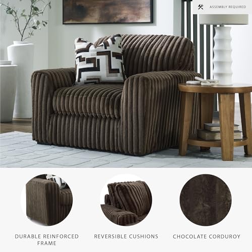 Image of Signature Design by Ashley Midnight-Madness Modern Upholstered Oversized Chair with Reversible Cushions, Dark Brown