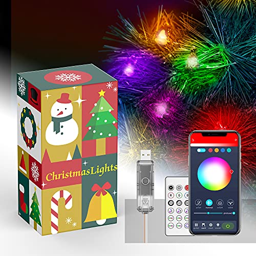 KOOLMEX Luces Navideñas Inteligentes USB, 2M 22 LED Luces Decoración del Arbol de Navidad, Con Bluetooth App, Remoto, Sync con Music, para Interior, Exterior, Cuartos, Patio,...