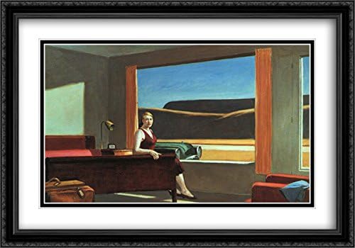 Western Motel 2X Matted 40x28 Large Black Ornate Framed Art Print by Hopper, Edward